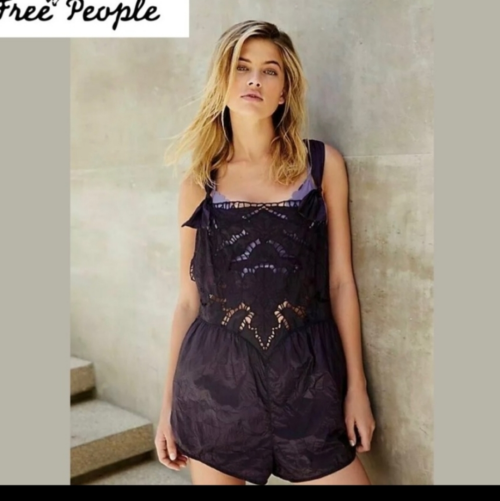 Free People Movement Lace Nylon Romper Shorts